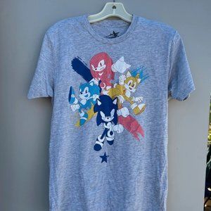 Sonic Forces Lootwear Exclusive Gray Sonic Tails Knuckles Unisex Graphic Shirt